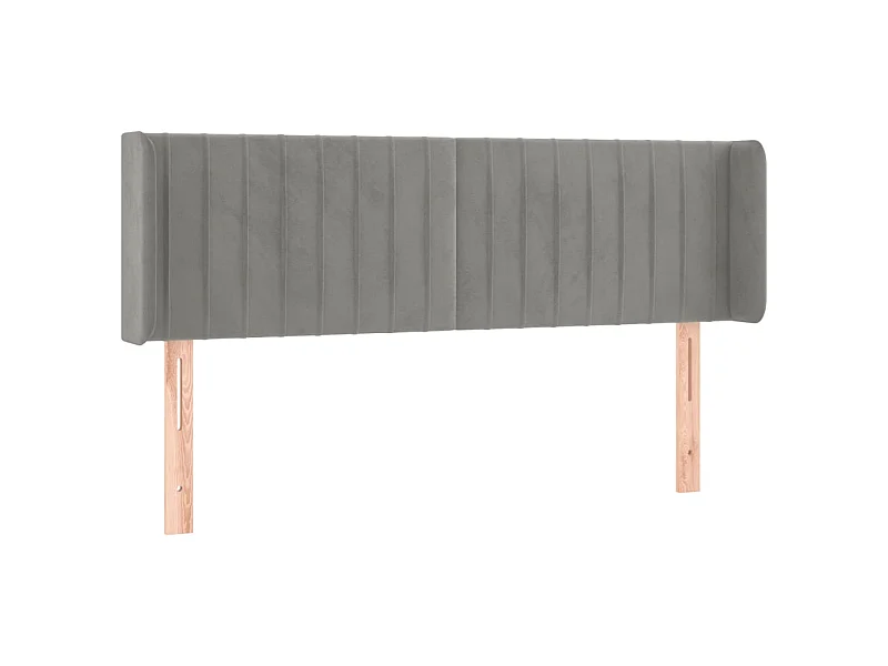 Tête de lit avec oreilles Gris clair 147x16x78/88 cm Velours POI65406 BonneVie Meuble