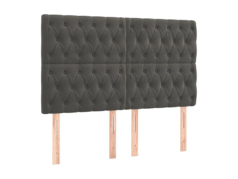 Têtes de lit 4 pcs Gris foncé 80x7x78/88 cm Velours POI51383 BonneVie Meuble