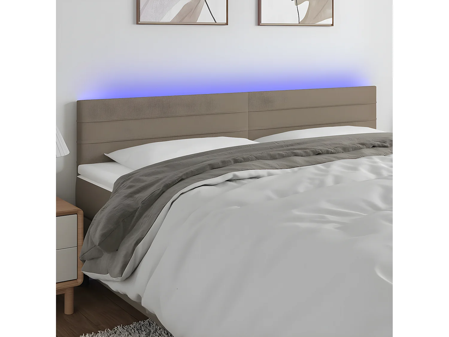 Tête de lit à LED Taupe 160x5x78/88 cm Tissu POI19164 BonneVie Meuble