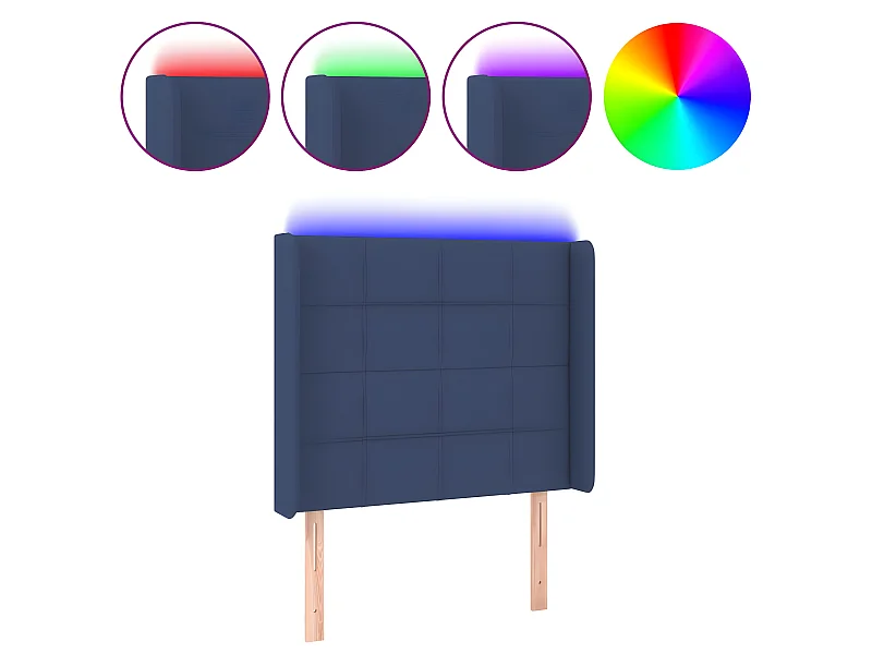 Tête de lit à LED Bleu 83x16x118/128 cm Tissu POI81582 BonneVie Meuble