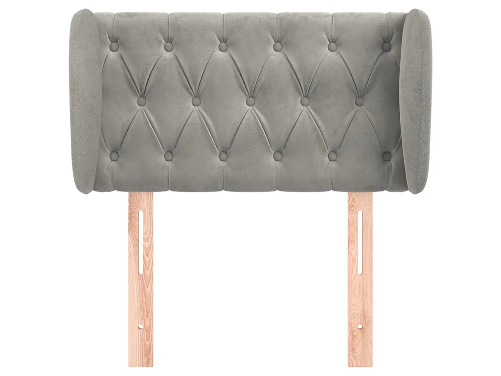 Tête de lit avec oreilles Gris clair 83x23x78/88 cm Velours POI60803 BonneVie Meuble