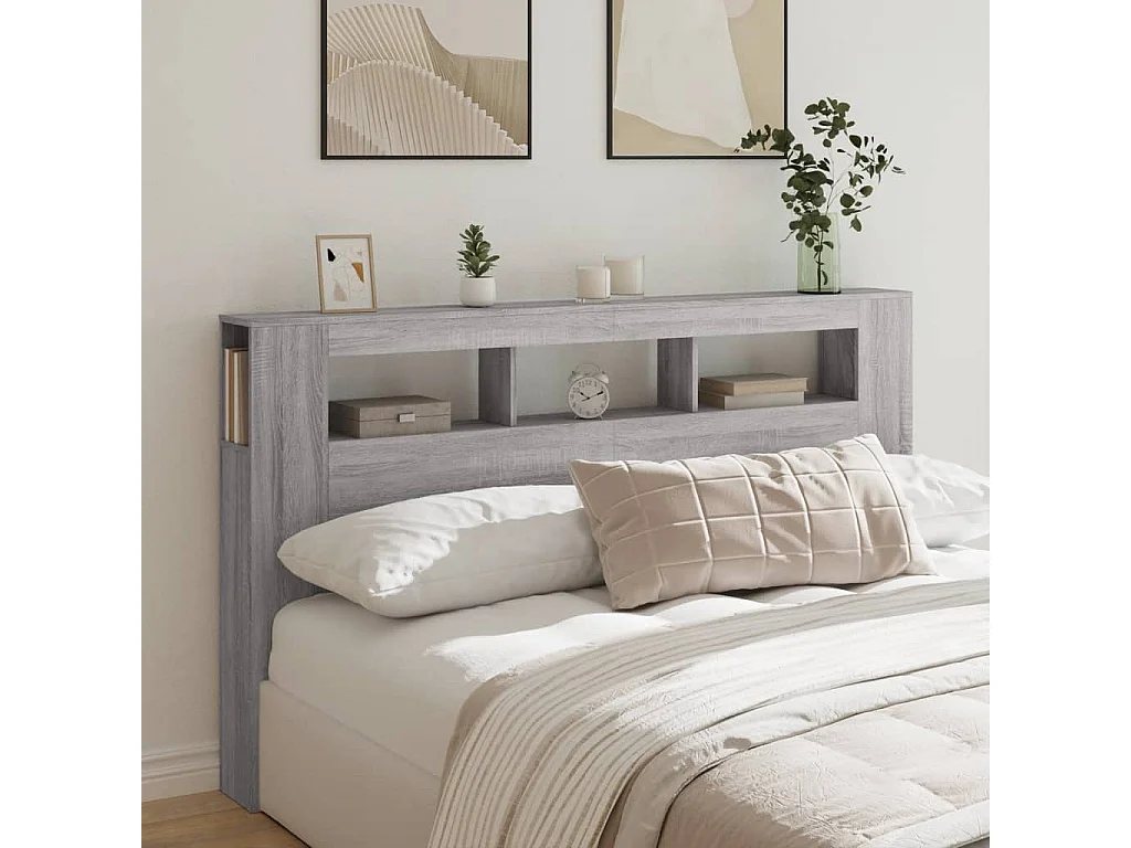 LED-Kopfteil,Bettkopfteil Grau Sonoma 180x18,5x103,5 cm Holzwerkstoff -gkd297648