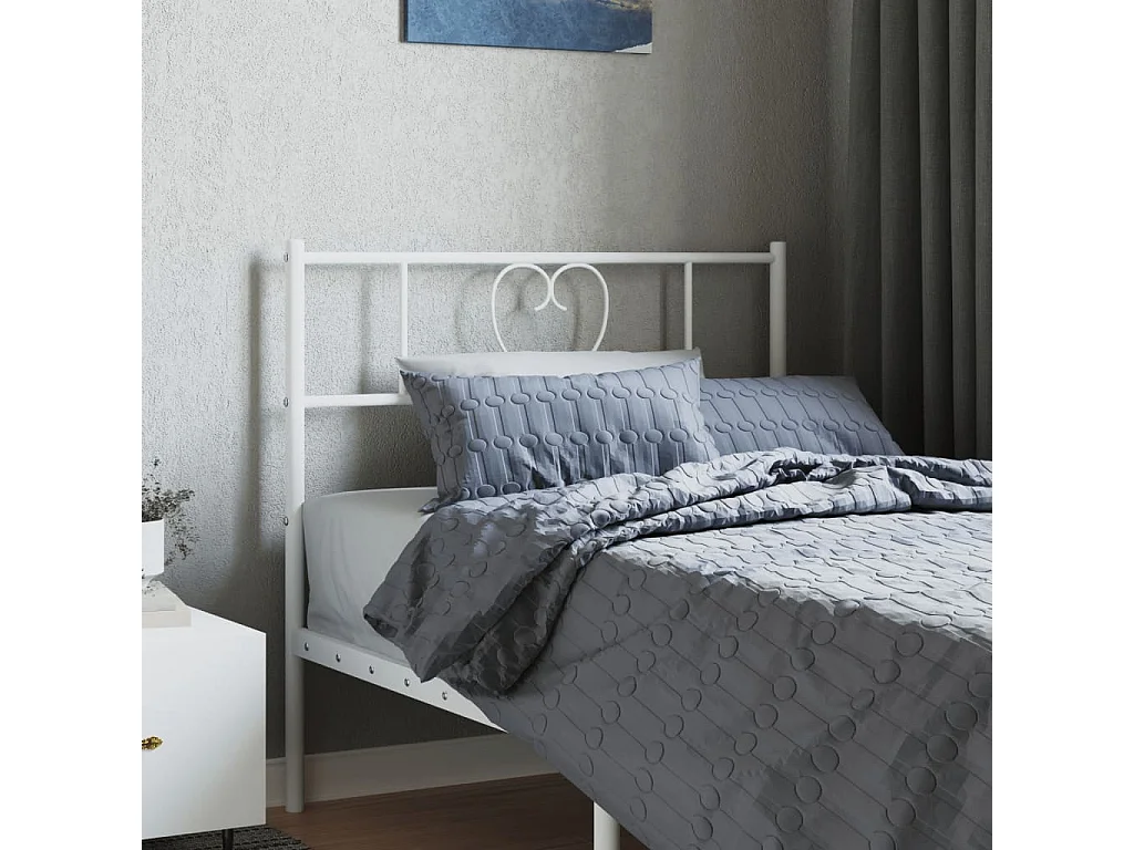 Tête de lit métal blanc 90 cm POI61204 BonneVie Meuble