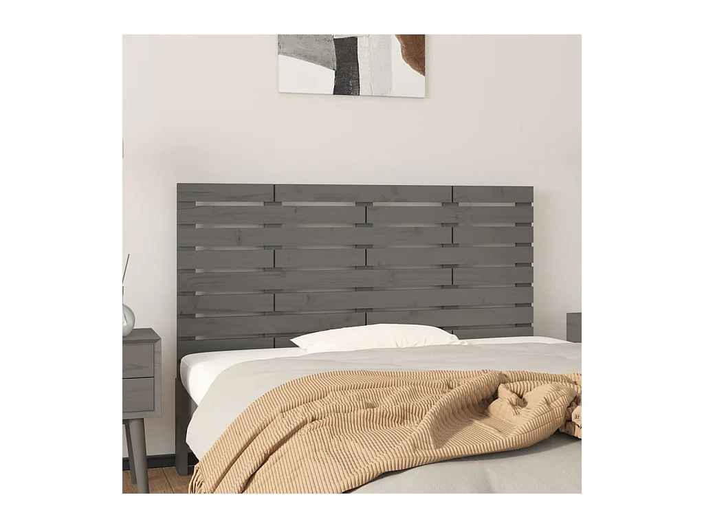 Tête de lit murale Gris 126x3x63 cm Bois massif de pin POI53905 BonneVie Meuble