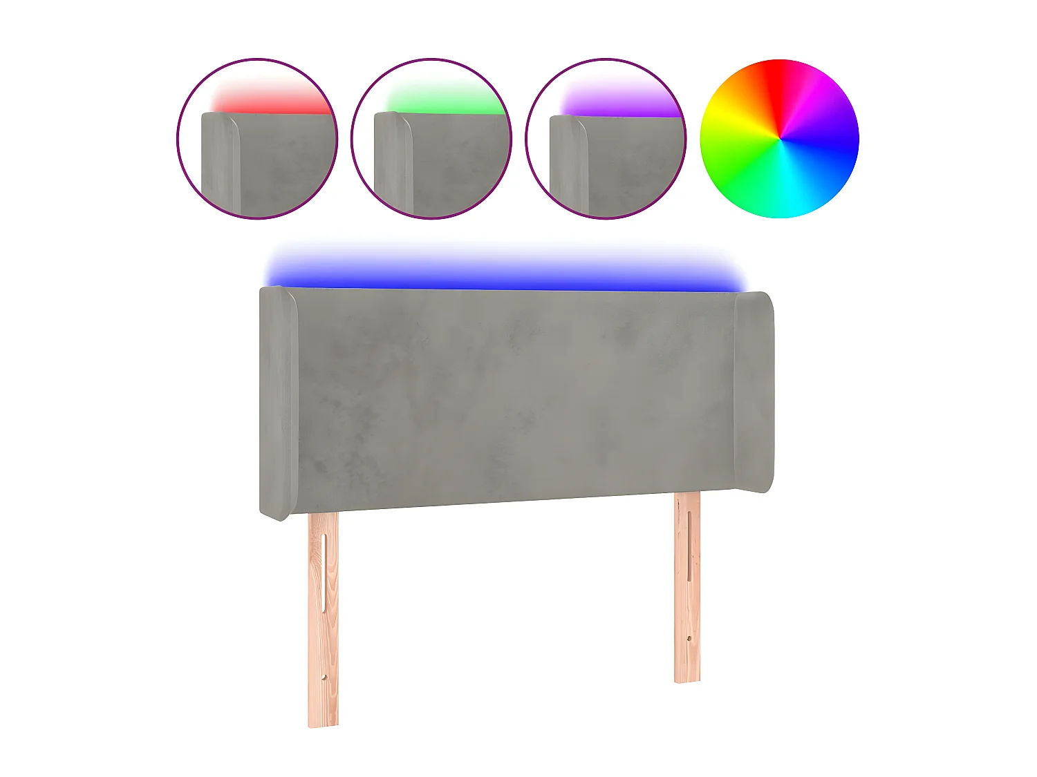 Tête de lit à LED Gris clair 83x16x78,88 cm Velours LWE69220 BonneVie Meuble