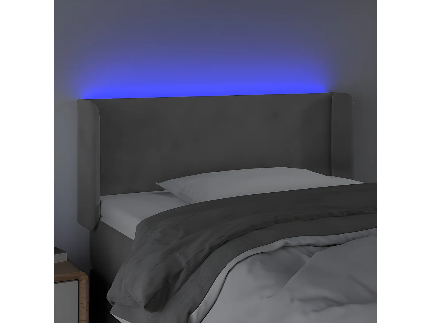 Tête de lit à LED Gris clair 83x16x78,88 cm Velours LWE69220 BonneVie Meuble