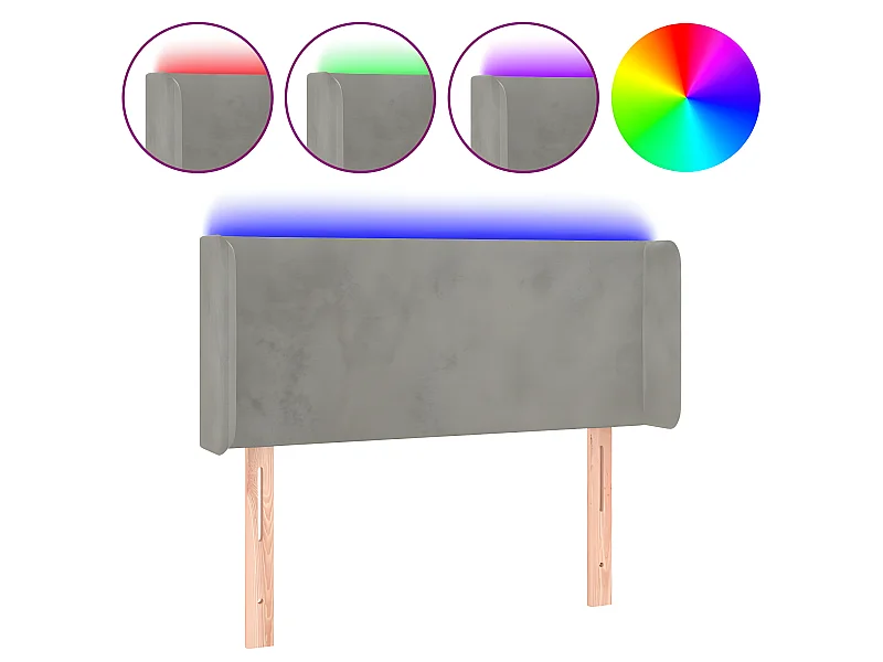 Tête de lit à LED Gris clair 83x16x78,88 cm Velours LWE69220 BonneVie Meuble