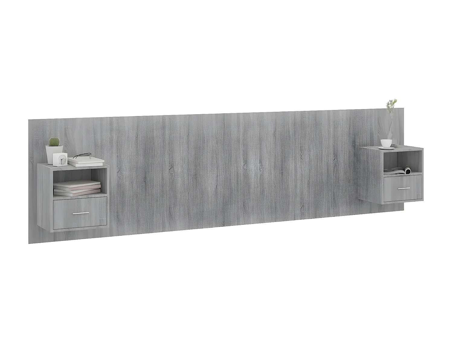 Tête de lit avec armoires sonoma gris Bois d'ingénierie POI12832 BonneVie Meuble