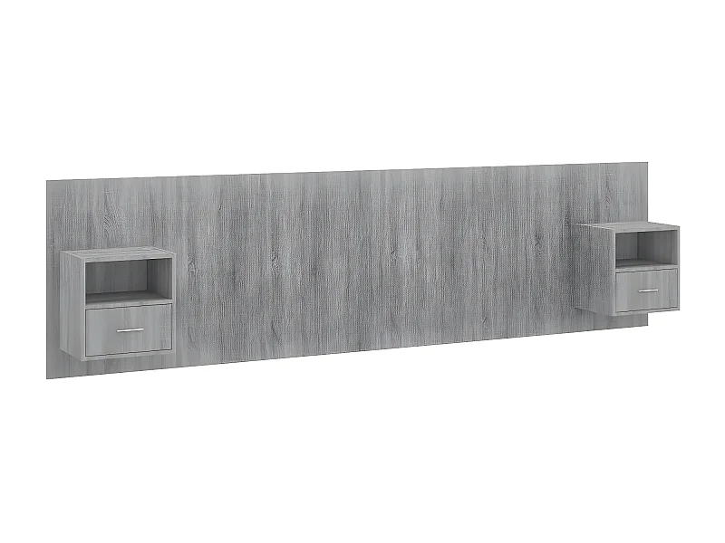 Cabecero de cama y mesitas madera contrachapada gris Sonoma ES18304