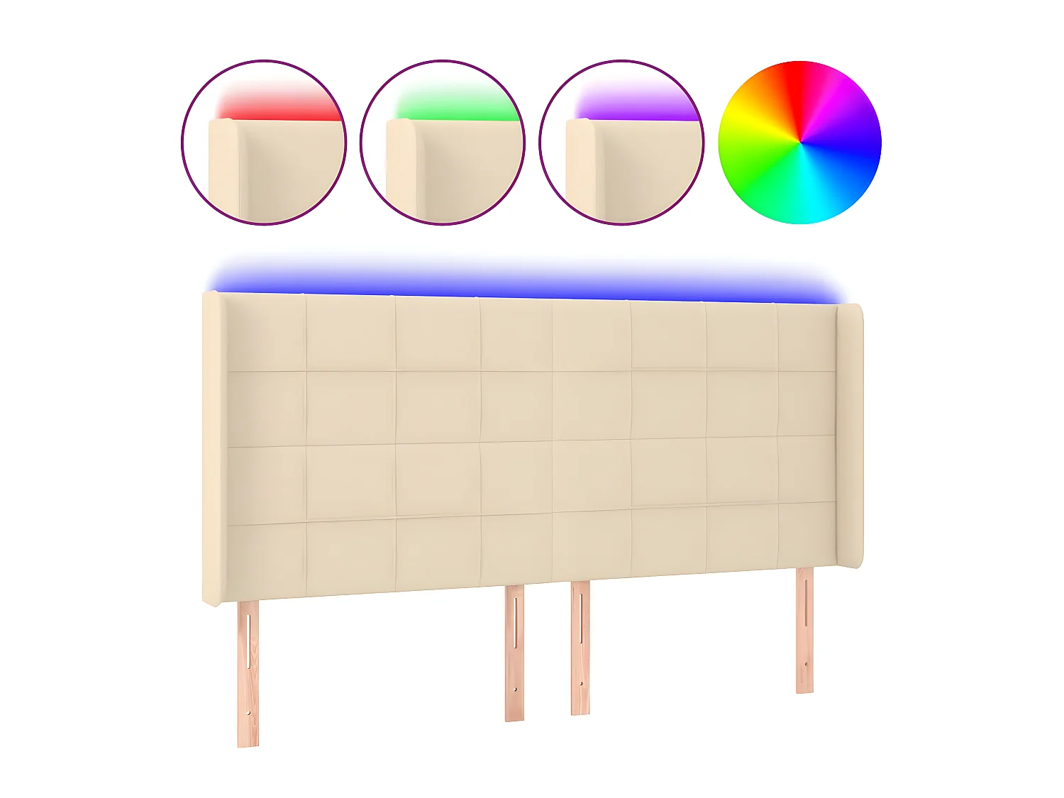 LED Kopfteil,Bettkopfteil Creme 163x16x118/128 cm Stoff -gkd899476