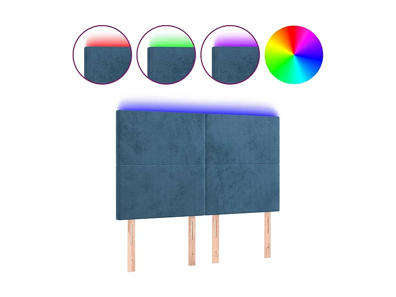 LED Kopfteil,Bettkopfteil Dunkelblau 144x5x118/128 cm Samt -gkd56751