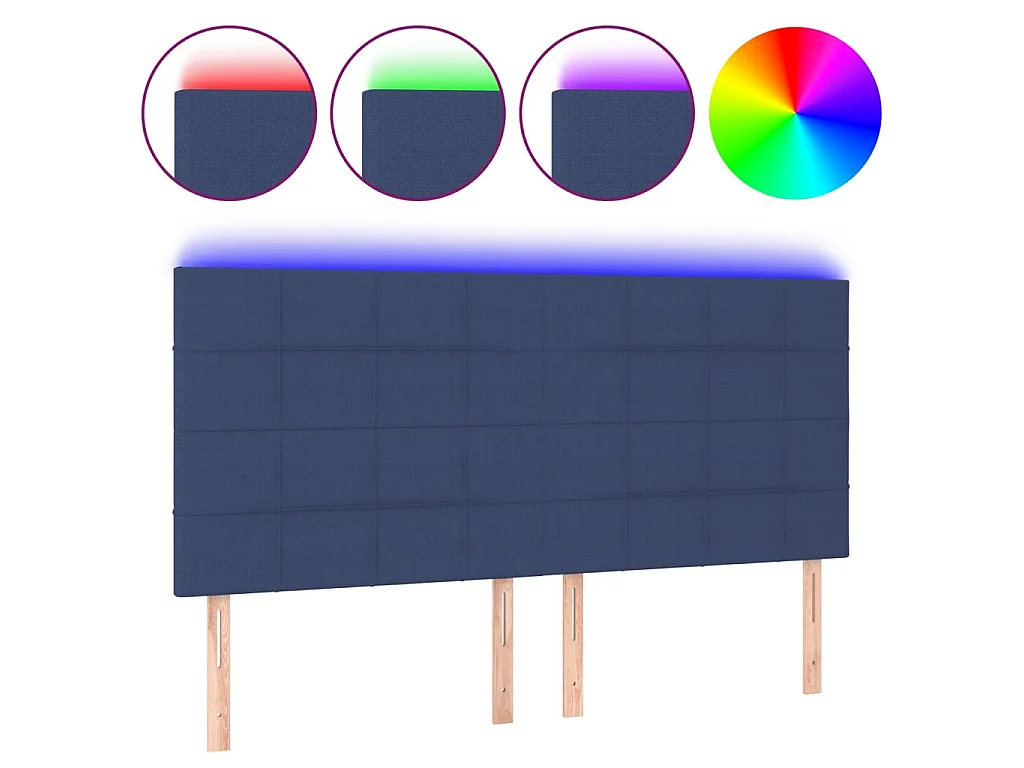 Tête de lit à LED Bleu 200x5x118,128 cm Tissu PEWV53362 BonneVie Meuble