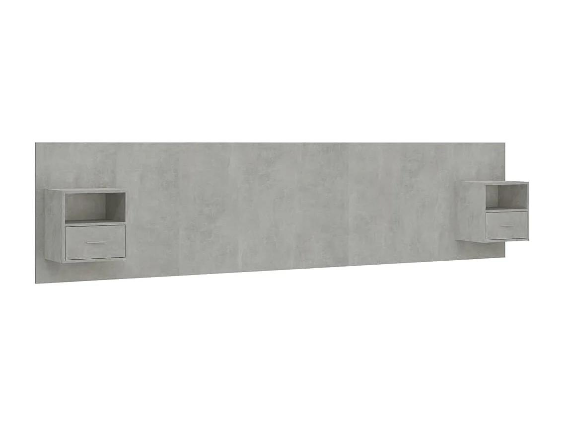 Cabecero de cama con mesitas madera contrachapada gris hormigón ES21624