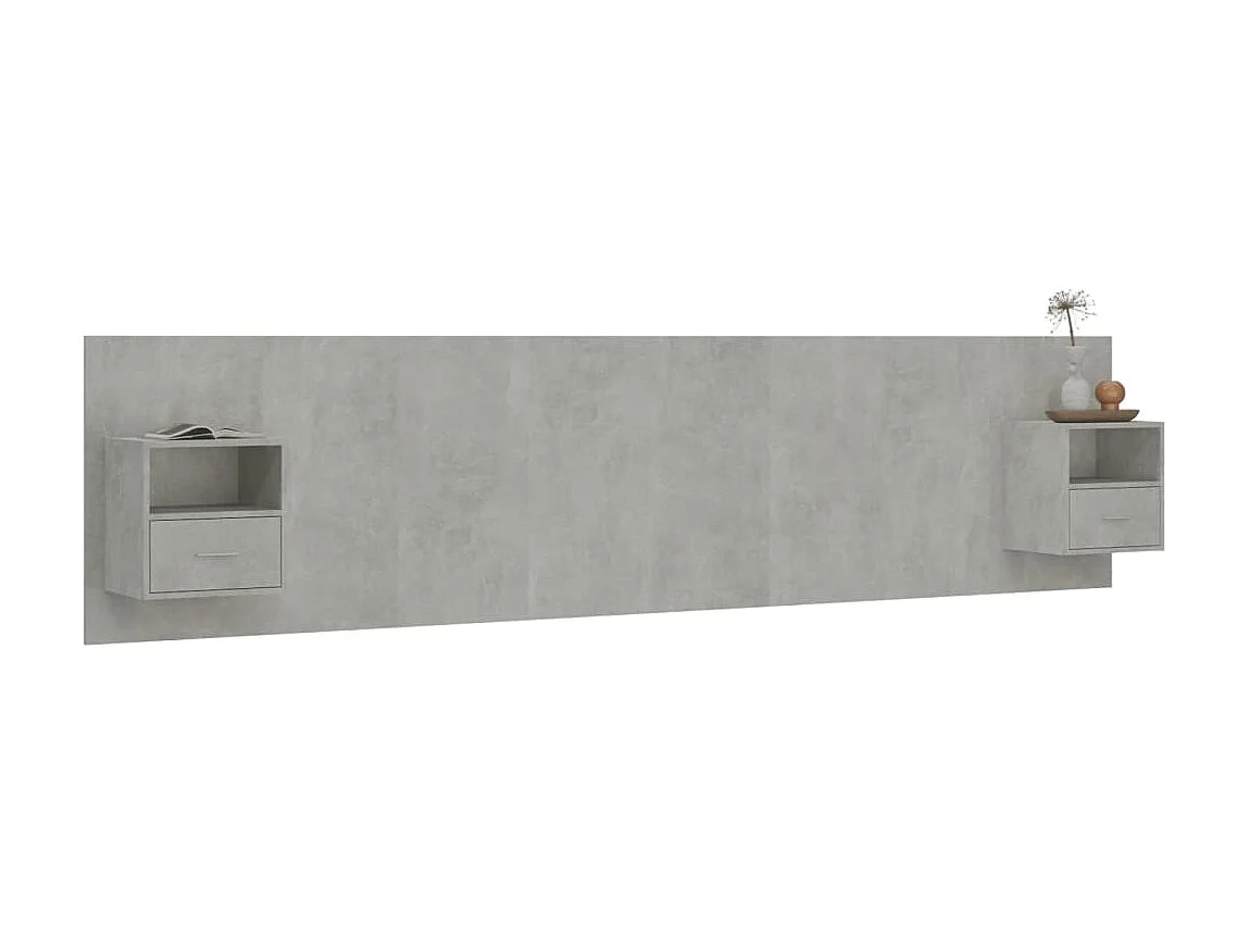 Tête de lit avec armoires Gris béton Bois d'ingénierie POI34323 BonneVie Meuble