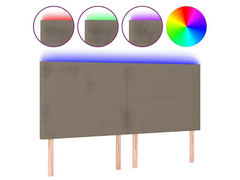 LED Kopfteil,Bettkopfteil Taupe 200x5x118/128 cm Stoff -gkd580190