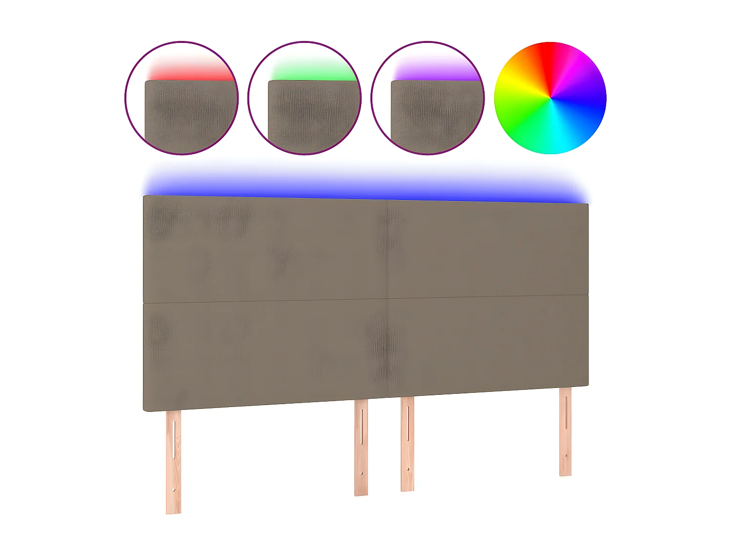 Tête de lit à LED Taupe 200x5x118/128 cm Tissu POI51951 BonneVie Meuble