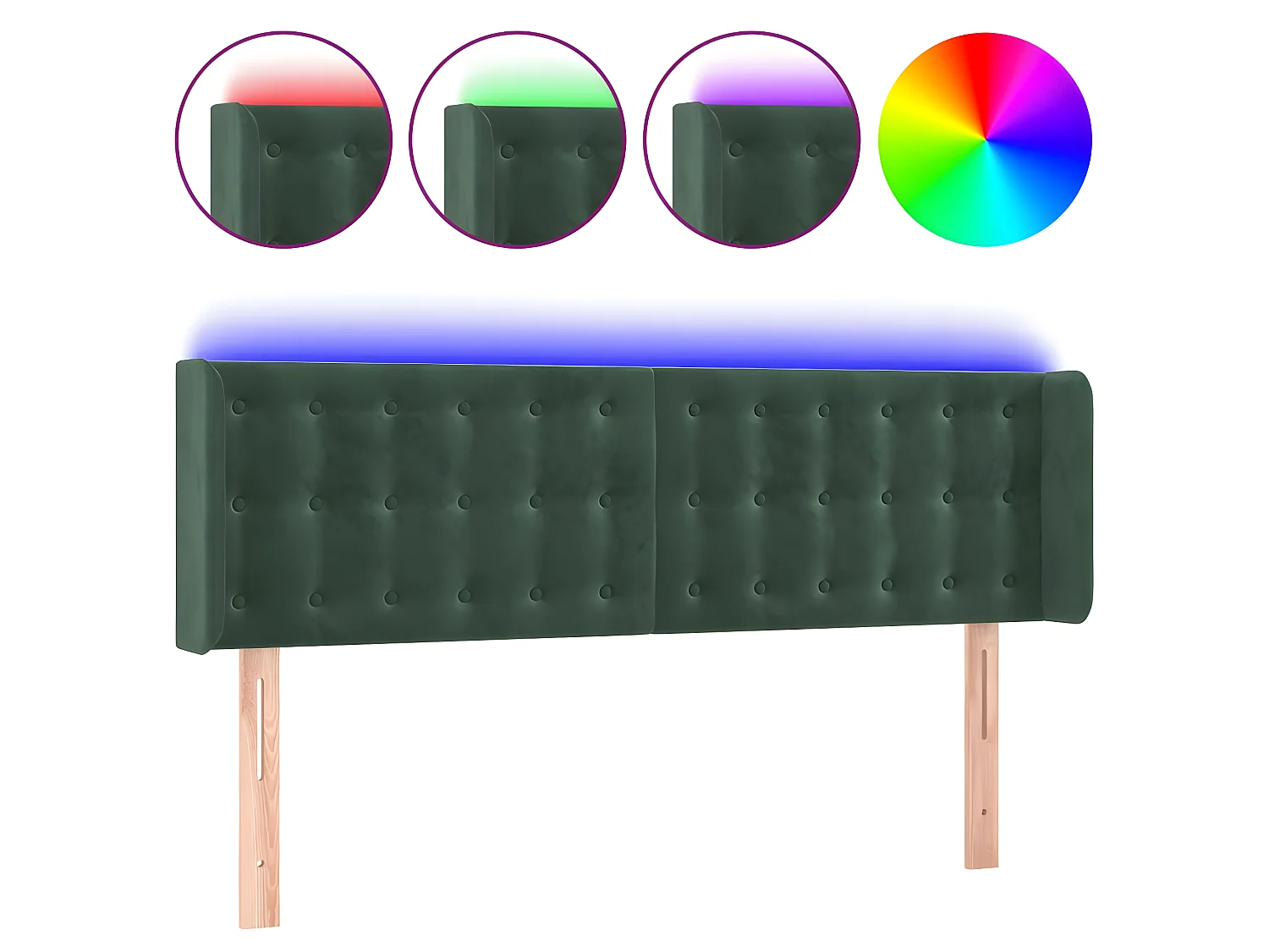 LED Kopfteil,Bettkopfteil Dunkelgrün 147x16x78/88 cm Samt -gkd178923