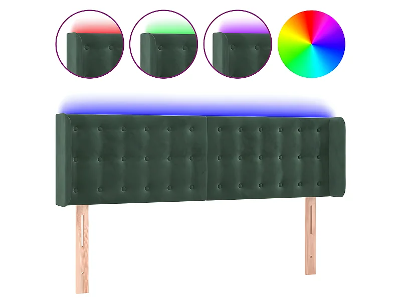 LED Kopfteil,Bettkopfteil Dunkelgrün 147x16x78/88 cm Samt -gkd178923