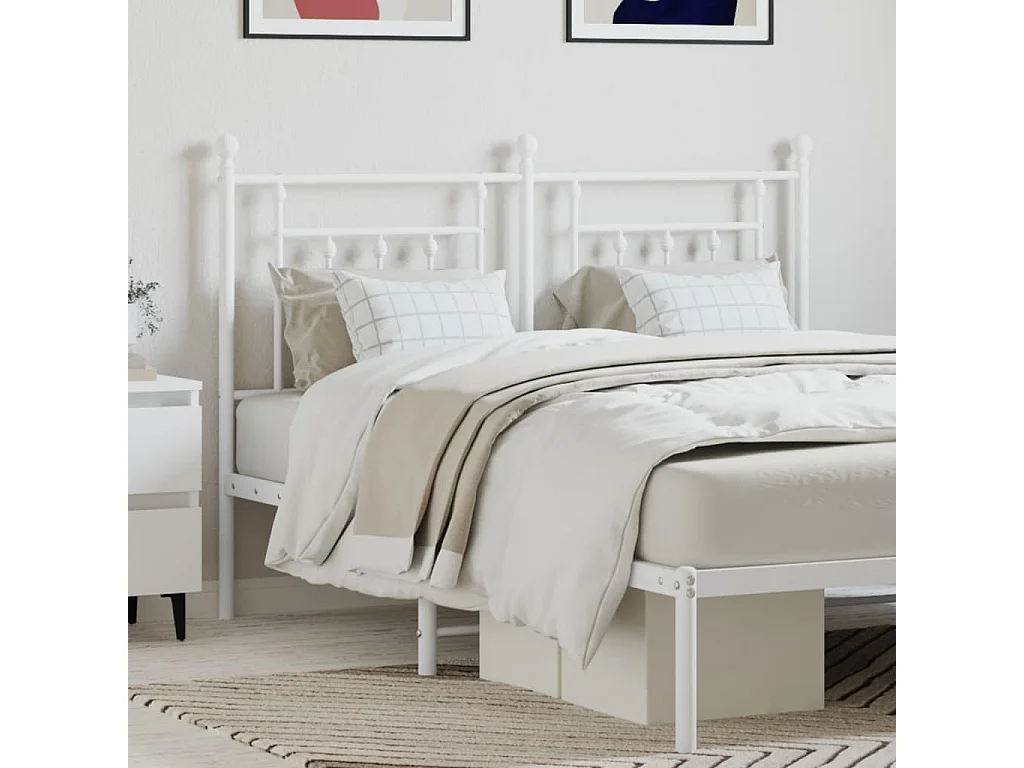 Tête de lit métal blanc 135 cm POI75837 BonneVie Meuble