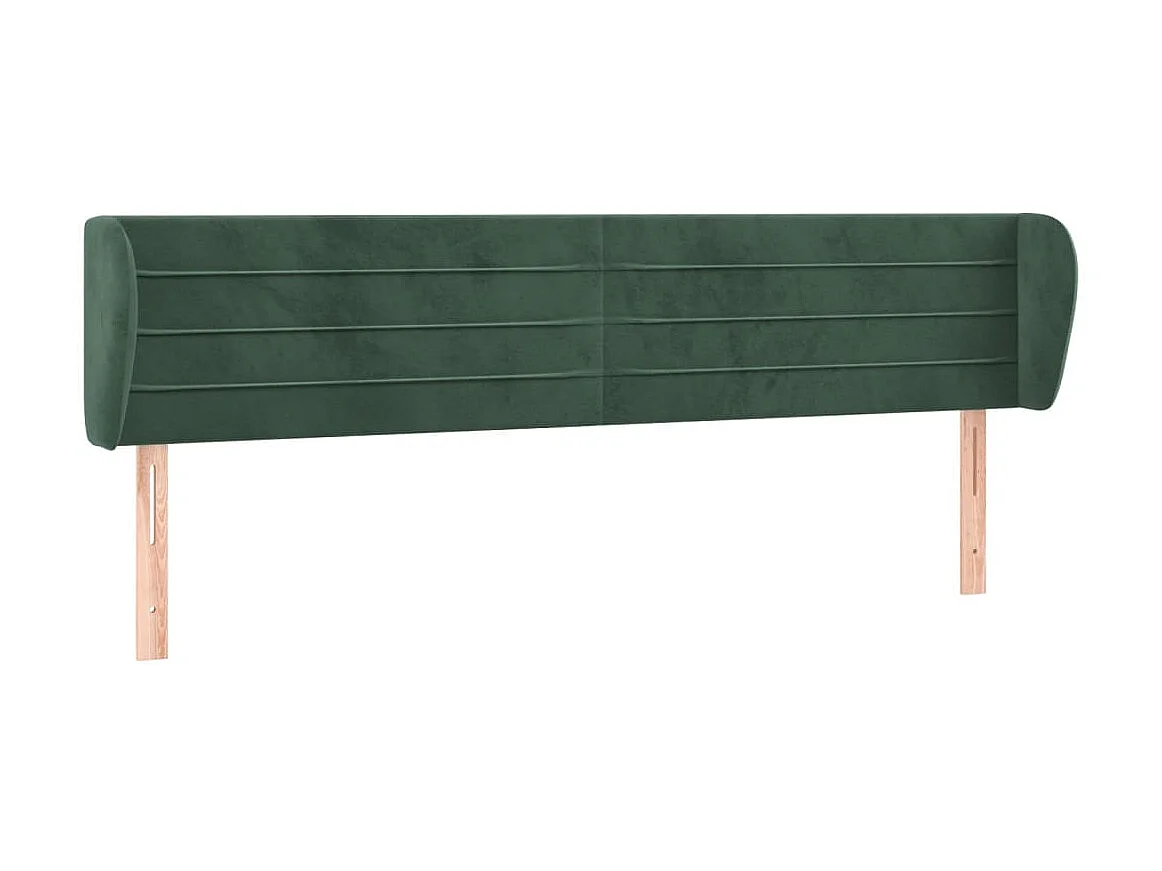 Cabeceira de cama c/ abas veludo 163x23x78/88cm verde-escuro PT478117
