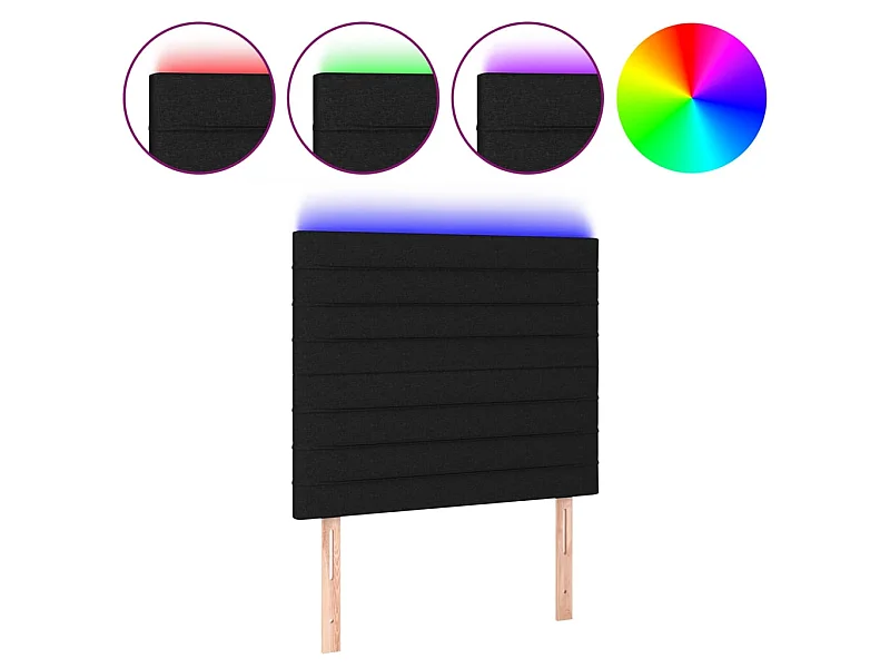 Tête de lit à LED Noir 100x5x118/128 cm Tissu POI43549 BonneVie Meuble