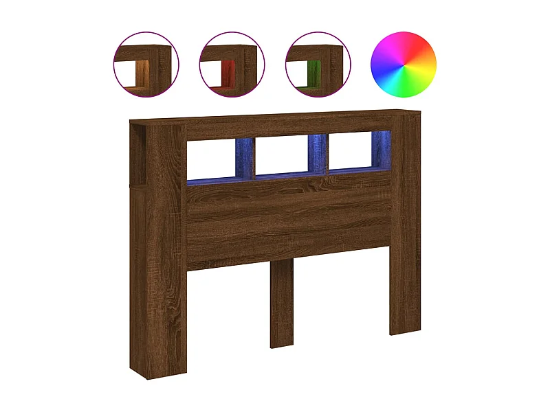 Testiera | Testata del letto LED Rovere Marrone 140x18,5x103,5 cm Legno Multistrato