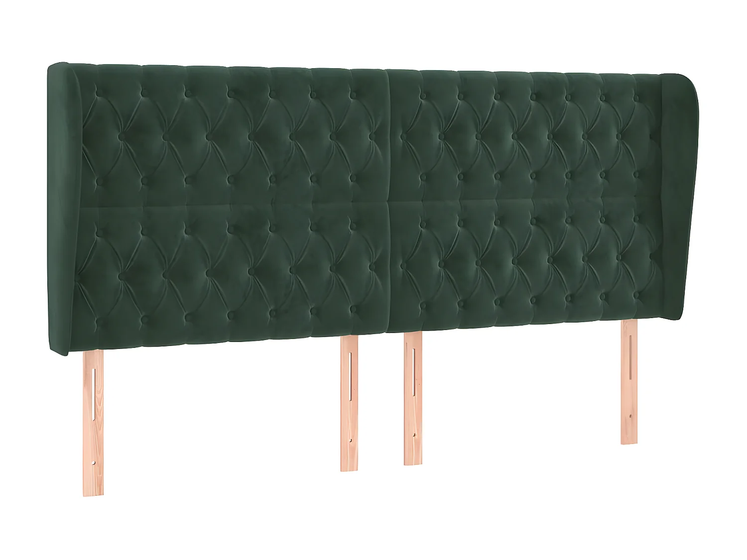 Cabeceira cama c/ abas veludo 183x23x118/128 cm verde-escuro PT660736