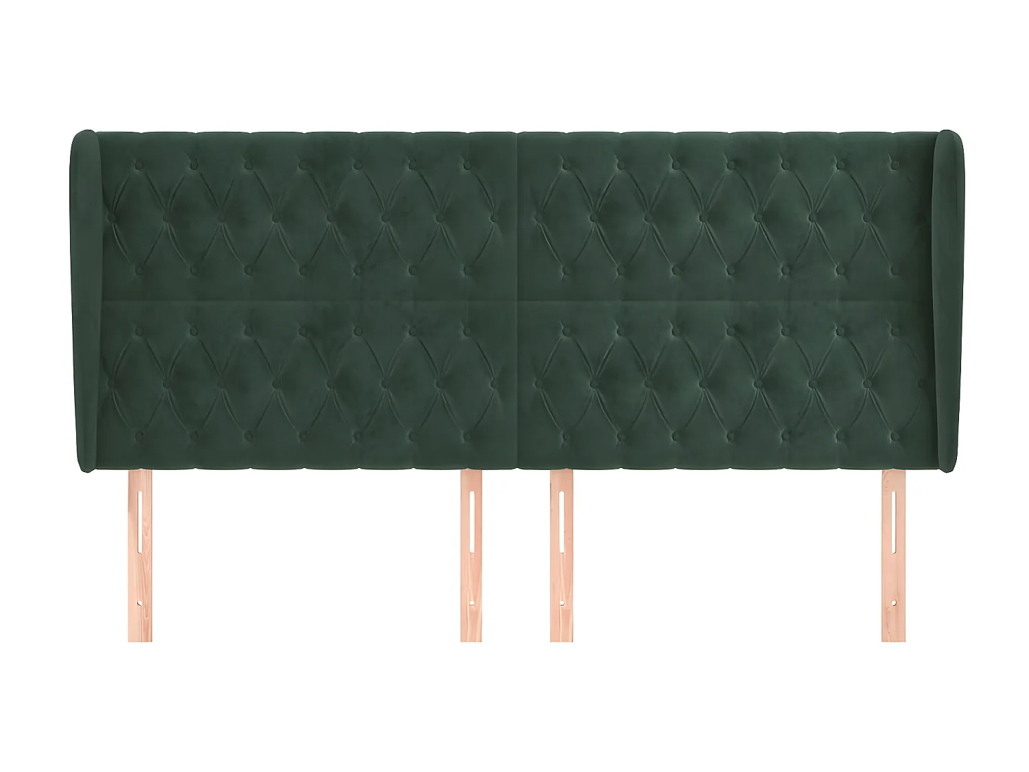 Cabeceira cama c/ abas veludo 183x23x118/128 cm verde-escuro PT660736