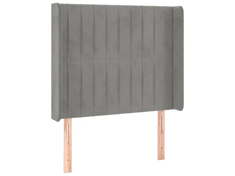 Tête de lit avec oreilles Gris clair 103x16x118/128 cm Velours POI52703 BonneVie Meuble