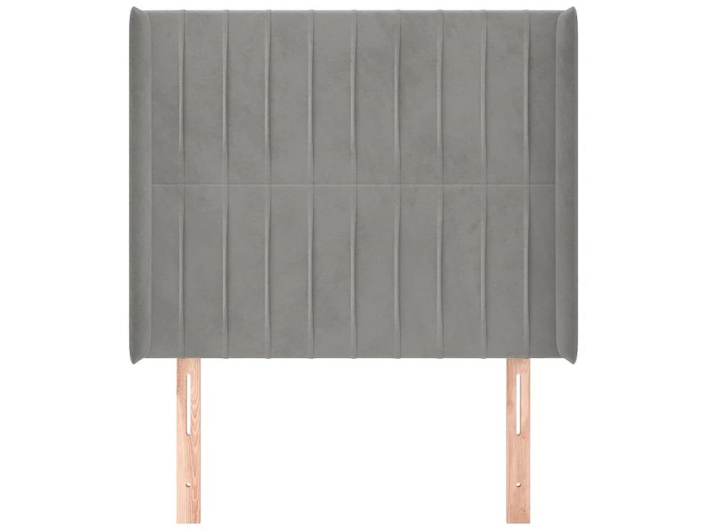Tête de lit avec oreilles Gris clair 103x16x118/128 cm Velours POI52703 BonneVie Meuble