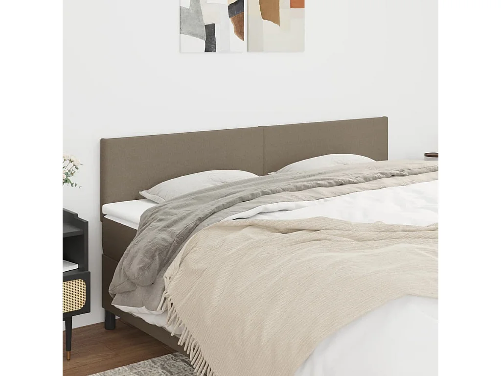 Cabeceira cama 2 pcs tecido 80x5x78/88 cm cinzento-acastanhado PT179145