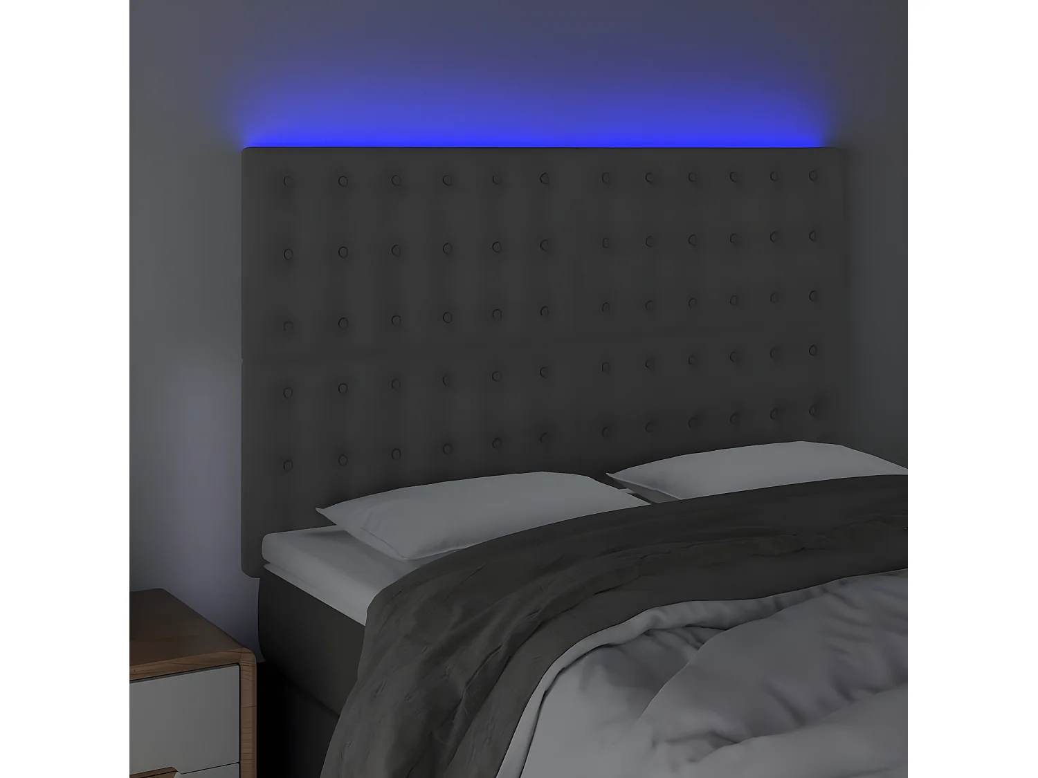 LED Kopfteil,Bettkopfteil Dunkelgrau 144x5x118/128 cm Samt -gkd124918