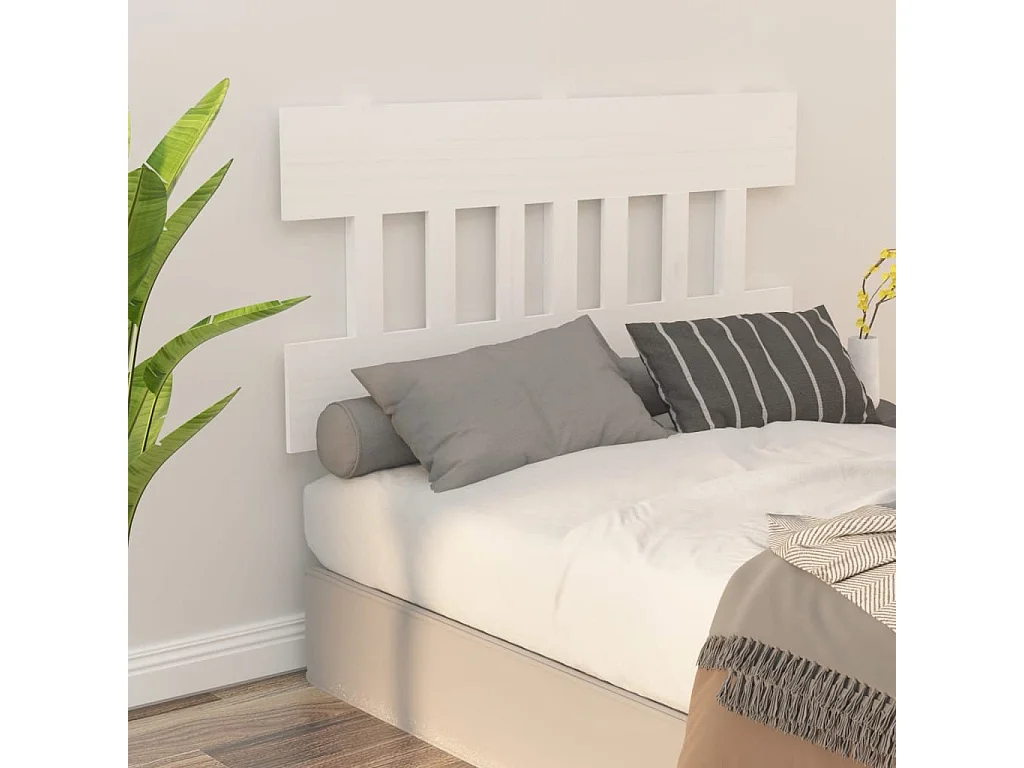 Tête de lit Blanc 203,5x3x81 cm Bois massif de pin POI43327 BonneVie Meuble