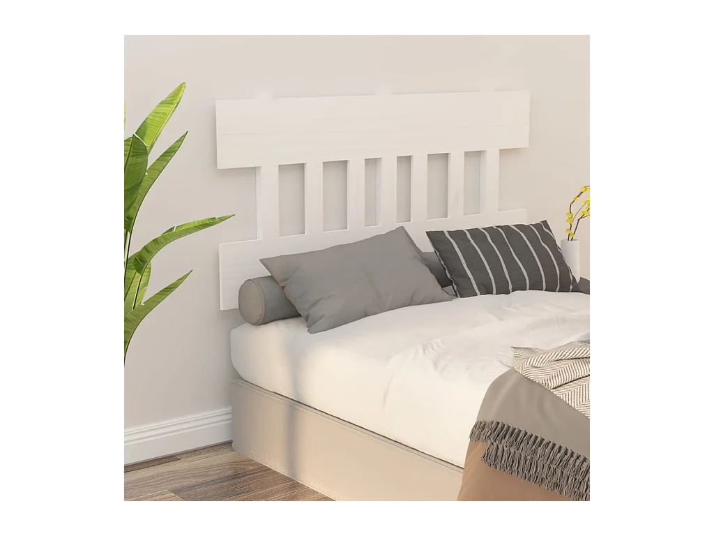 Tête de lit Blanc 203,5x3x81 cm Bois massif de pin POI43327 BonneVie Meuble