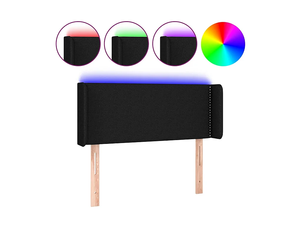Tête de lit à LED Noir 103x16x78/88 cm Tissu POI66169 BonneVie Meuble