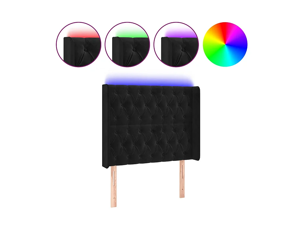 Tête de lit à LED Noir 103x16x118/128 cm Velours POI72483 BonneVie Meuble