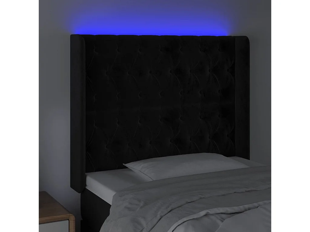 Tête de lit à LED Noir 103x16x118/128 cm Velours POI72483 BonneVie Meuble