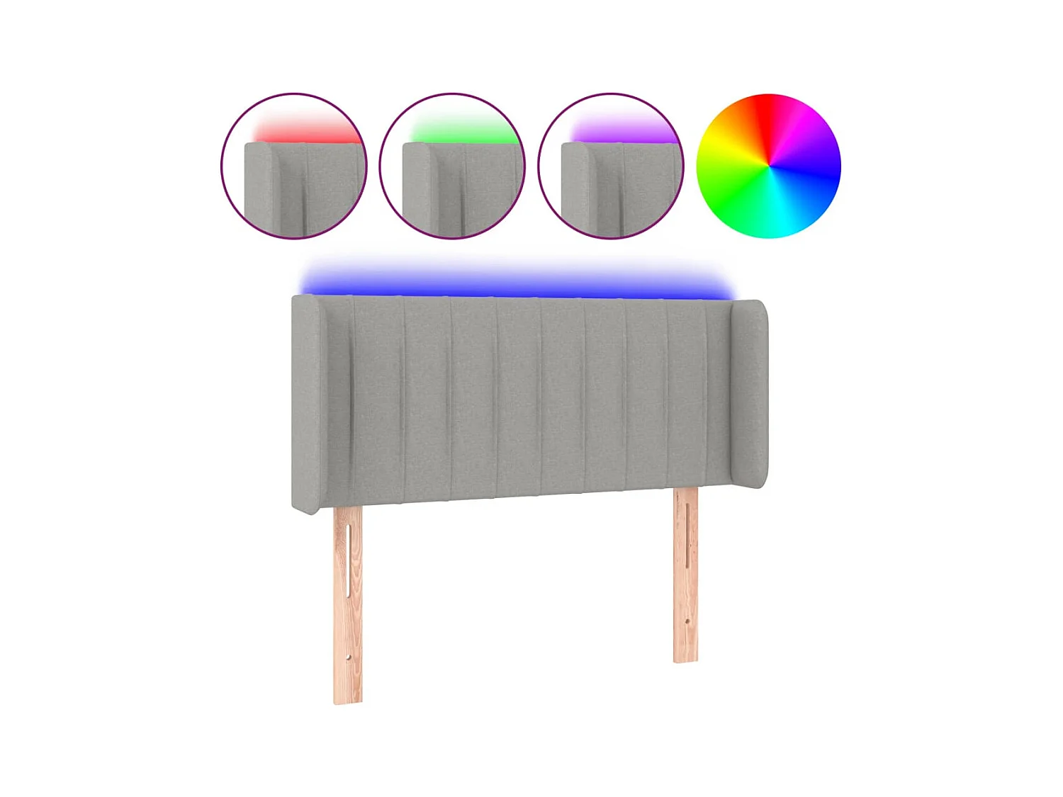 Tête de lit à LED Gris clair 93x16x78/88 cm Tissu POI35483 BonneVie Meuble