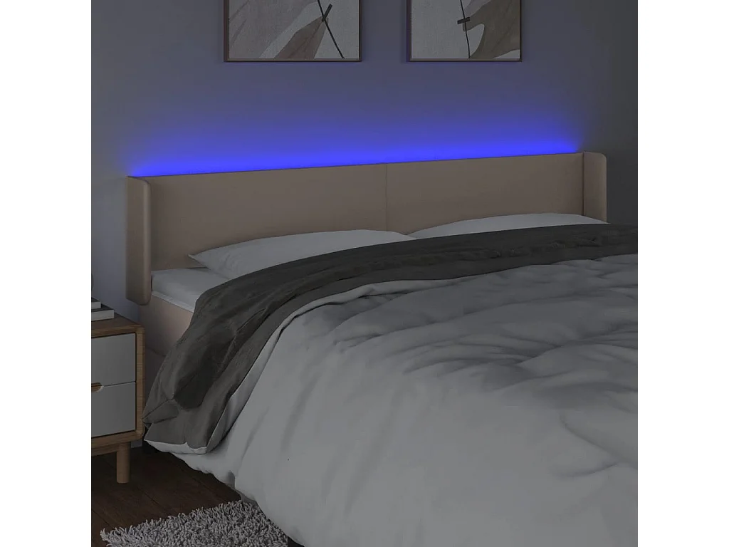 Cabecero con LED cuero sintético capuchino 163x16x78/88 cm ES43188