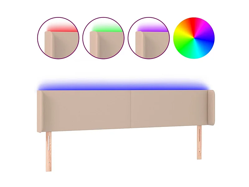 Cabecero con LED cuero sintético capuchino 163x16x78/88 cm ES43188