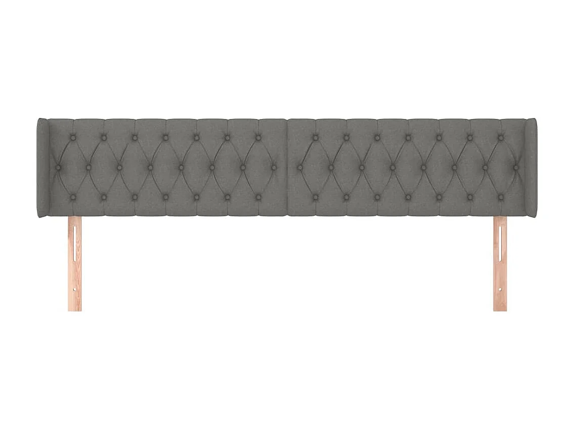 Tête de lit avec oreilles Gris foncé 203x16x78/88 cm Tissu POI12723 BonneVie Meuble