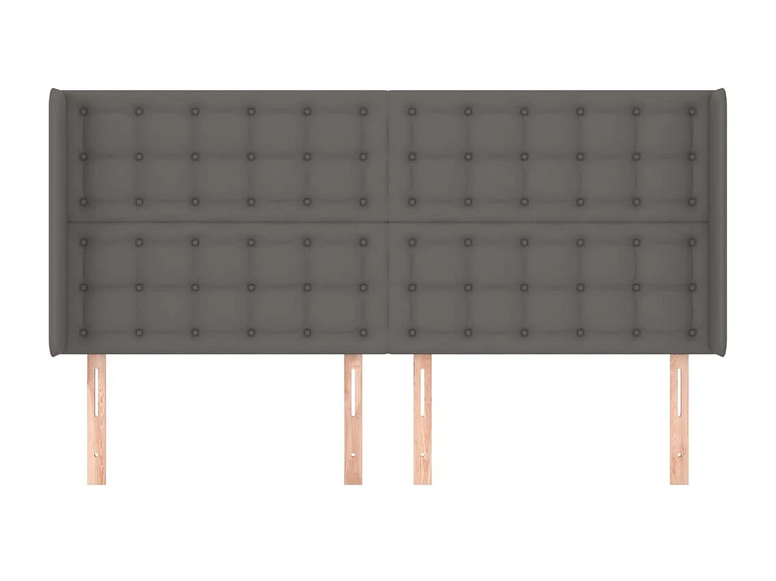 Tête de lit avec oreilles Gris 203x16x118/128 cm Similicuir POI20034 BonneVie Meuble