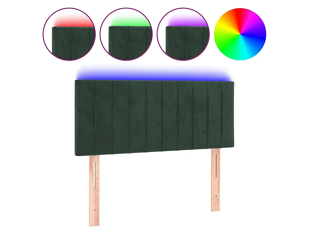 Testiera | Testata del letto a LED Verde Scuro 100x5x78/88 cm in Velluto