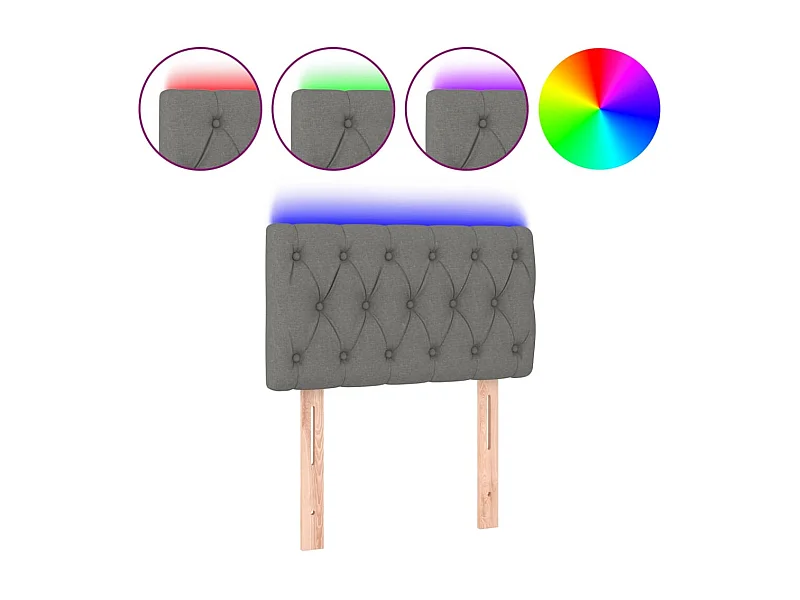 Tête de lit à LED Gris foncé 80x7x78/88 cm Tissu POI64305 BonneVie Meuble