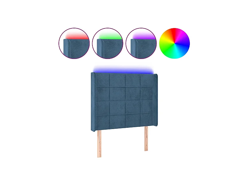 LED Kopfteil,Bettkopfteil Dunkelblau 83x16x118/128 cm Samt -gkd944007