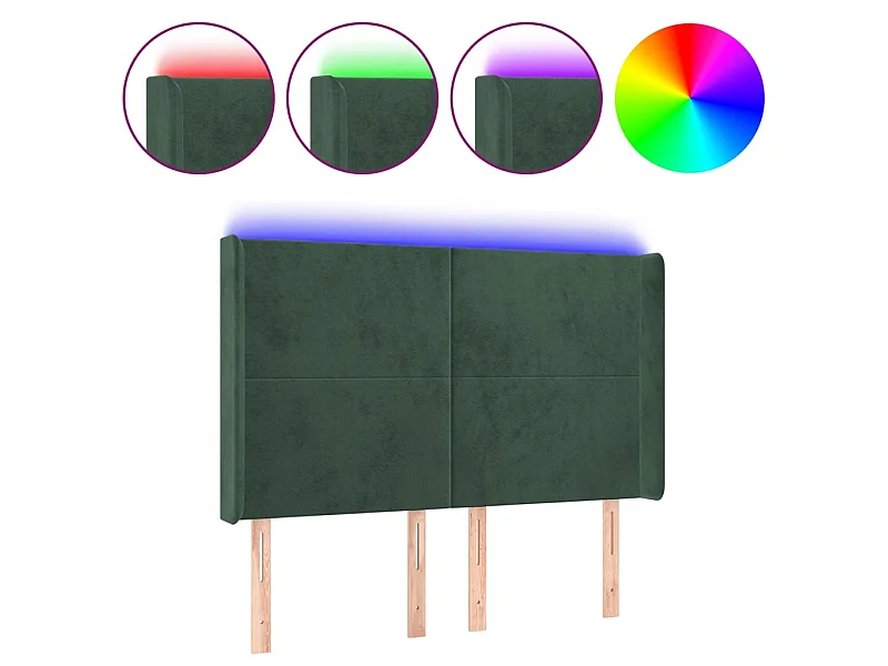 LED Kopfteil,Bettkopfteil Dunkelgrün 147x16x118/128 cm Samt -gkd722870