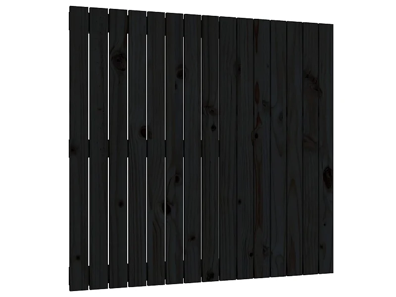 Cabecero de cama de pared madera maciza pino negro 95,5x3x90 cm ES72098