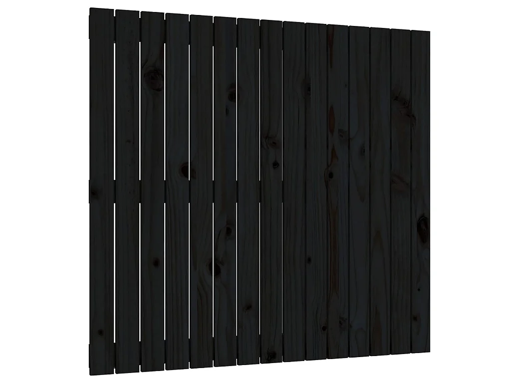 Tête de lit murale Noir 95,5x3x90 cm Bois massif de pin POI42348 BonneVie Meuble