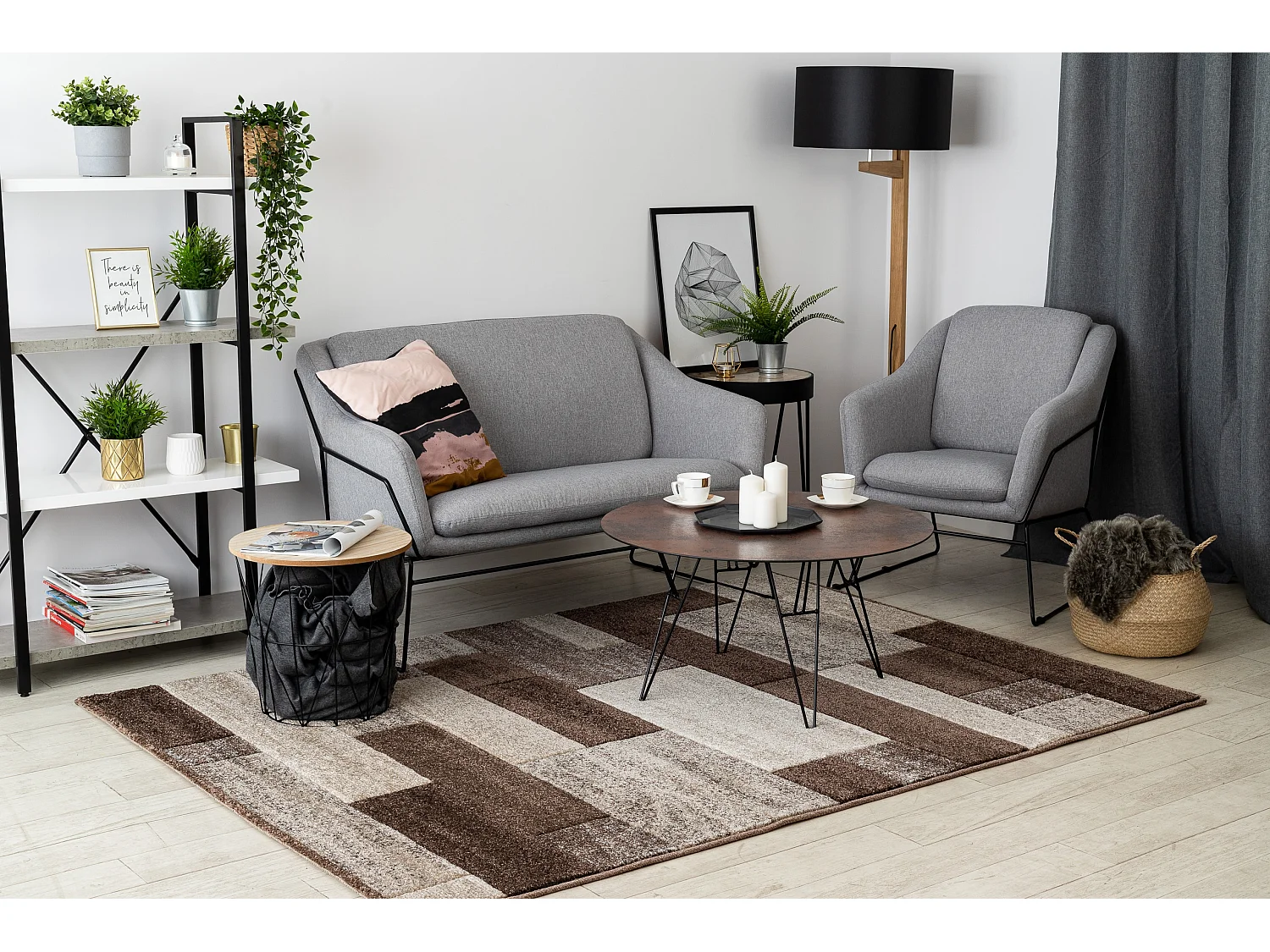 Tapis FEEL 5756/15044 RECTANGLES marron 240x330 cm