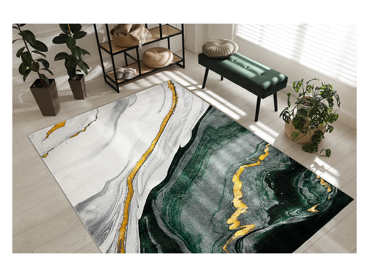 Tapis EMERALD exclusif 1017 glamour, élégant marbre bouteille verte  240x330 cm